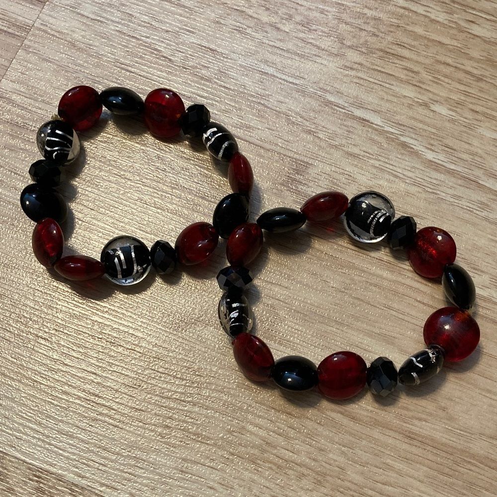 Red and Black Beaded Bracelets